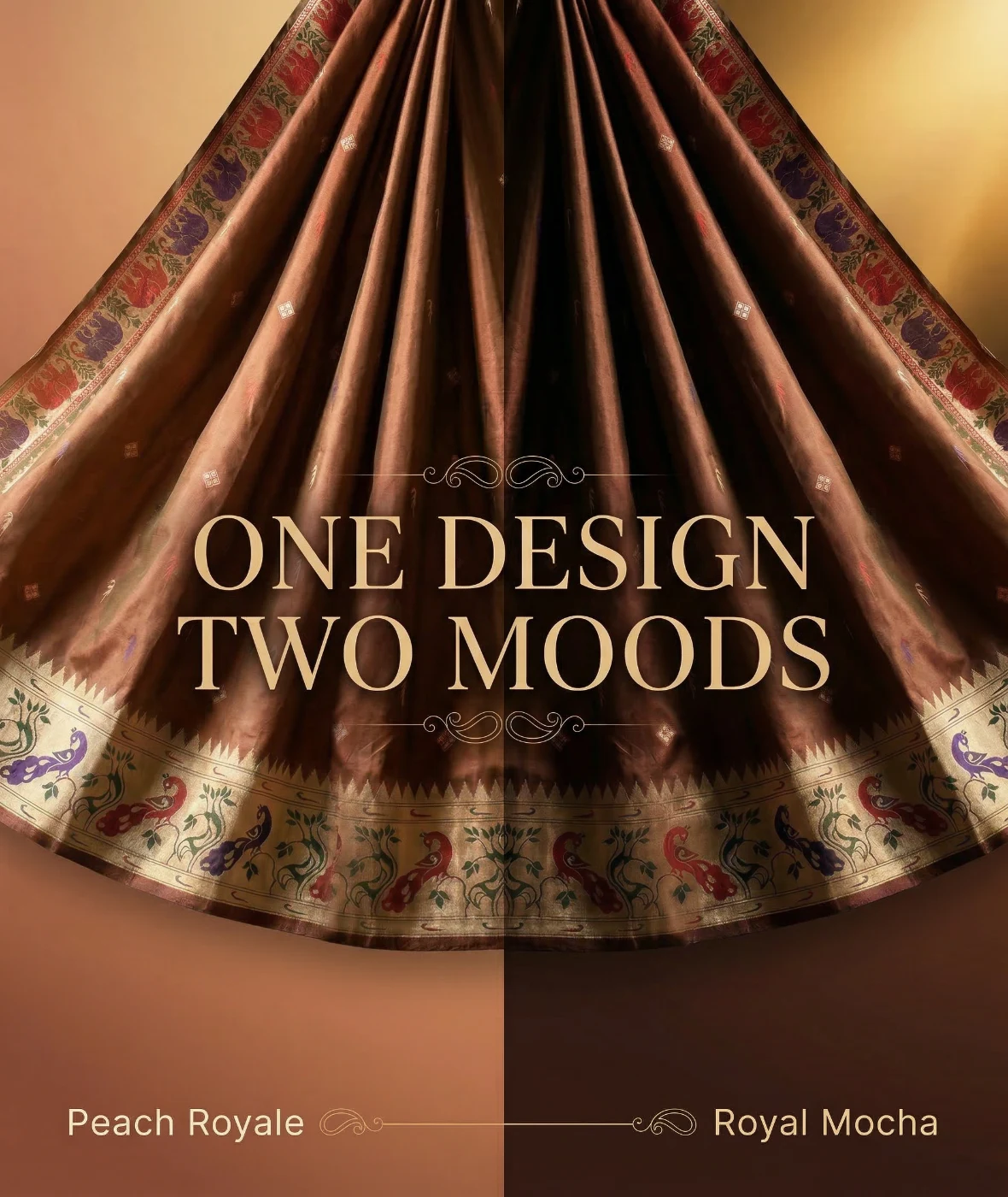 Peach Royale Peacock Silk Saree